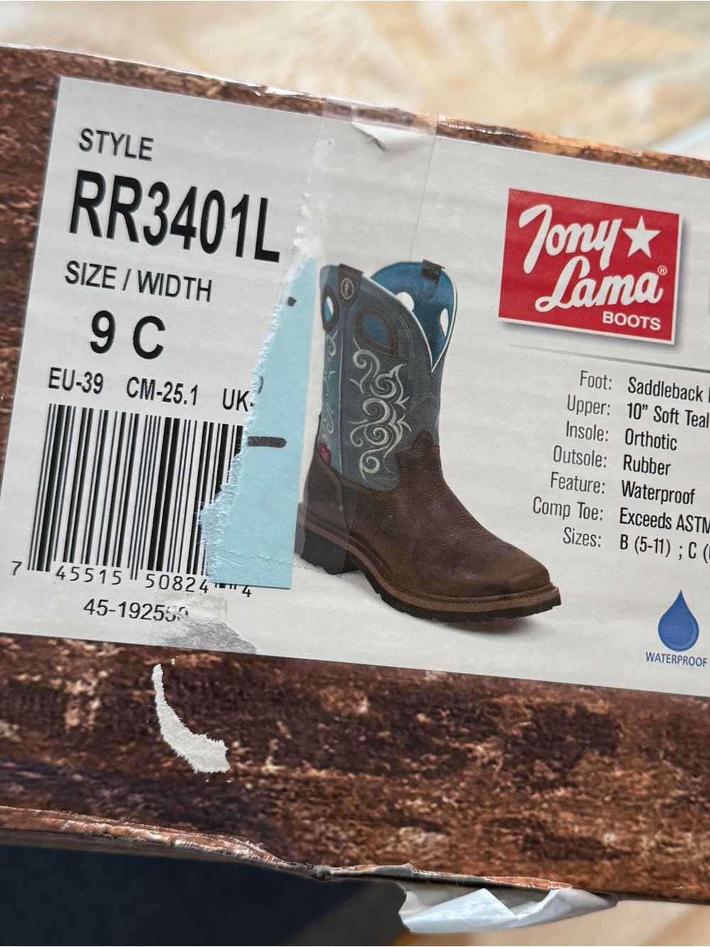 Tony Lama Work RR3401L Women’s Western Work Boots Brown Teal Waterproof 9C NIB - Picture 7 of 7